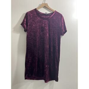 Y2K 90s Grunge Goth Indie Crushed Velvet Floral T Shirt Mini Dress S Witch Vampi